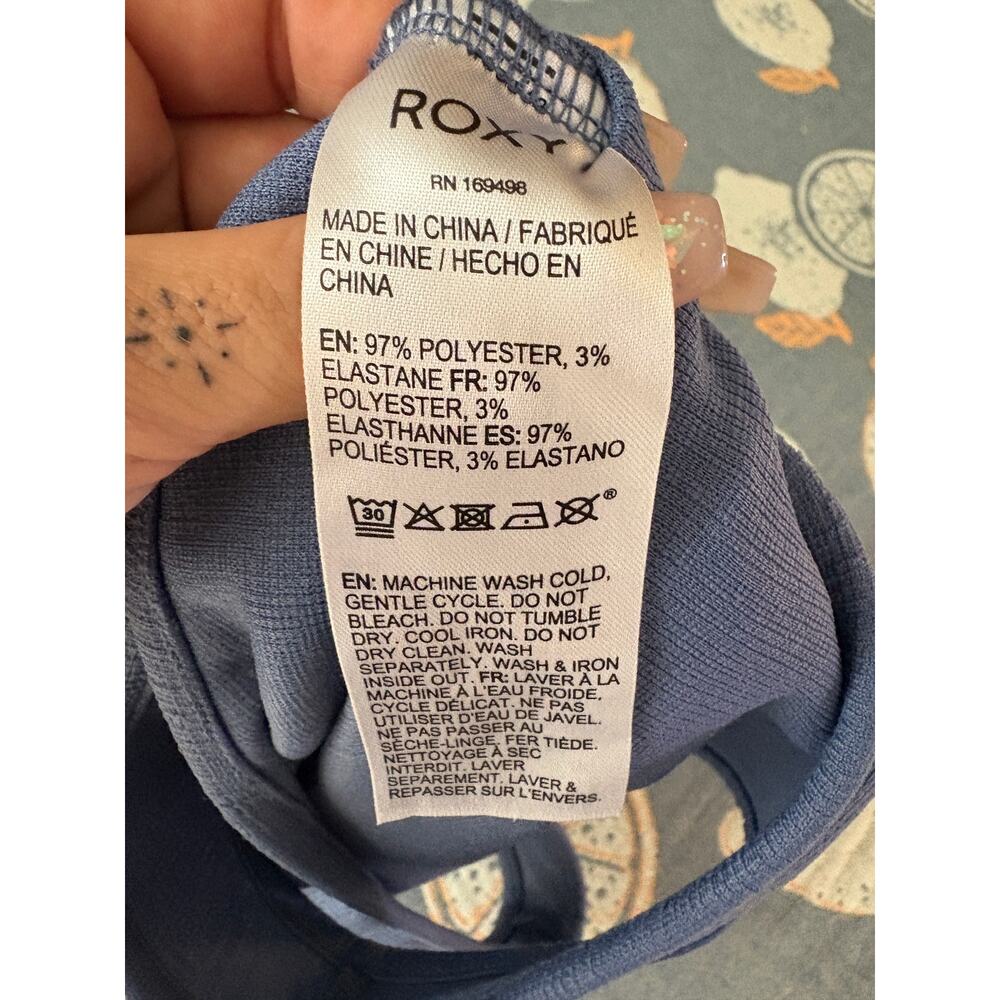 Roxy Blue Wrap Back Cropped Tank Top Athletic Yoga Activewear L - Picture 5 of 7